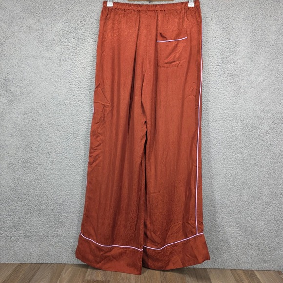 Untitled in Motion Medium Wide Leg Lounge Pajama Pants Rust Orange Tencel Cupro - Picture 5 of 10